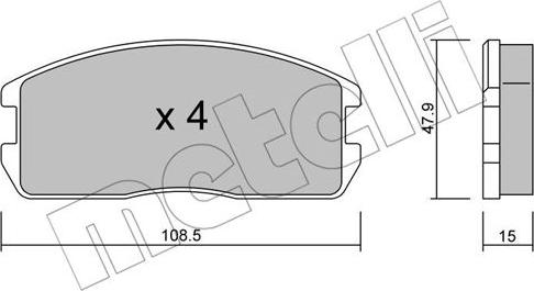 Metelli 22-0238-0 - Тормозные колодки, дисковые, комплект avtokuzovplus.com.ua