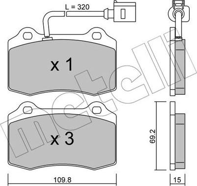 Metelli 22-0251-4 - Гальмівні колодки, дискові гальма autocars.com.ua