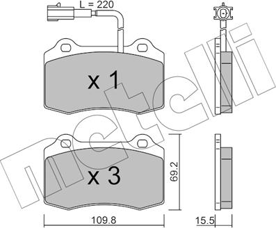 Metelli 22-0251-7 - Гальмівні колодки, дискові гальма autocars.com.ua