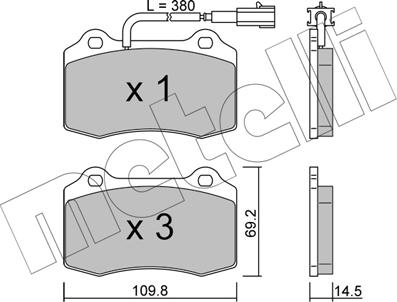 Metelli 22-0251-8 - Тормозные колодки, дисковые, комплект avtokuzovplus.com.ua