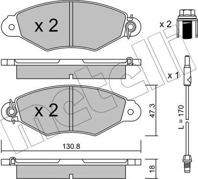 Metelli 22-0253-1 - Тормозные колодки, дисковые, комплект avtokuzovplus.com.ua