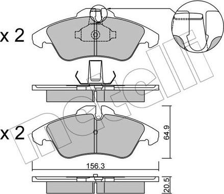 Metelli 22-0256-1 - Тормозные колодки, дисковые, комплект avtokuzovplus.com.ua