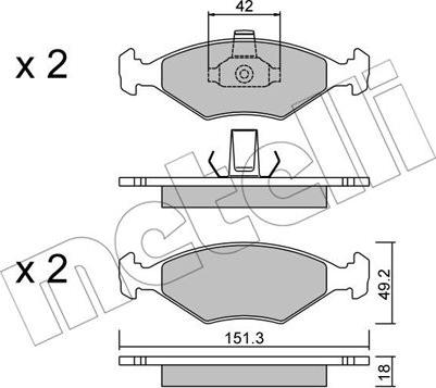 Metelli 22-0273-2 - Тормозные колодки, дисковые, комплект avtokuzovplus.com.ua