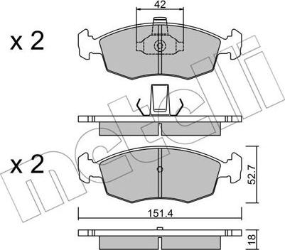 Metelli 22-0274-3 - Гальмівні колодки, дискові гальма autocars.com.ua