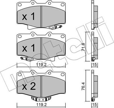 Metelli 22-0282-0 - Гальмівні колодки, дискові гальма autocars.com.ua