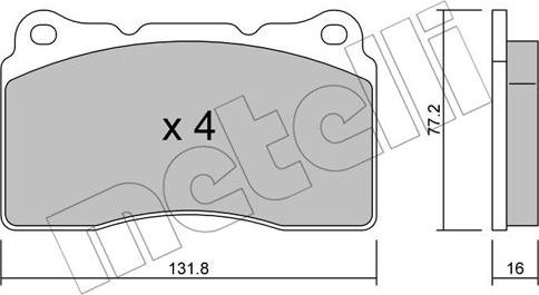 Metelli 22-0288-1 - Тормозные колодки, дисковые, комплект avtokuzovplus.com.ua