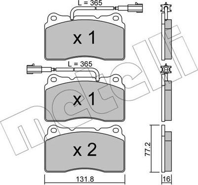 Metelli 22-0288-4 - Тормозные колодки, дисковые, комплект avtokuzovplus.com.ua