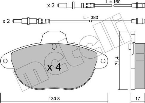 Metelli 22-0290-0 - Тормозные колодки, дисковые, комплект avtokuzovplus.com.ua