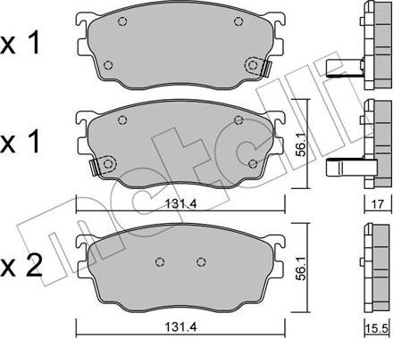 Metelli 22-0301-0 - Тормозные колодки, дисковые, комплект avtokuzovplus.com.ua