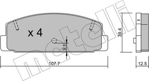 Metelli 22-0302-2 - Тормозные колодки, дисковые, комплект avtokuzovplus.com.ua