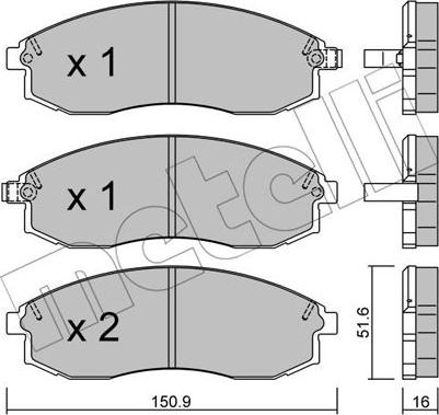 Metelli 22-0306-1 - Тормозные колодки, дисковые, комплект avtokuzovplus.com.ua