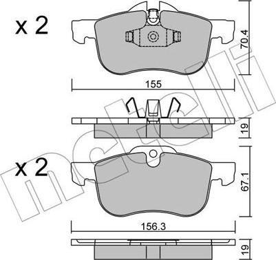 Metelli 22-0307-0 - Тормозные колодки, дисковые, комплект avtokuzovplus.com.ua