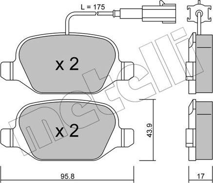 Metelli 22-0323-2 - Тормозные колодки, дисковые, комплект avtokuzovplus.com.ua