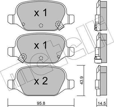 Metelli 22-0324-5 - Гальмівні колодки, дискові гальма autocars.com.ua