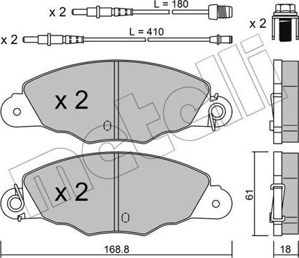 Metelli 22-0334-0 - Гальмівні колодки, дискові гальма autocars.com.ua