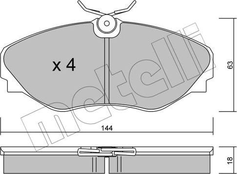 Metelli 22-0338-0 - Тормозные колодки, дисковые, комплект avtokuzovplus.com.ua