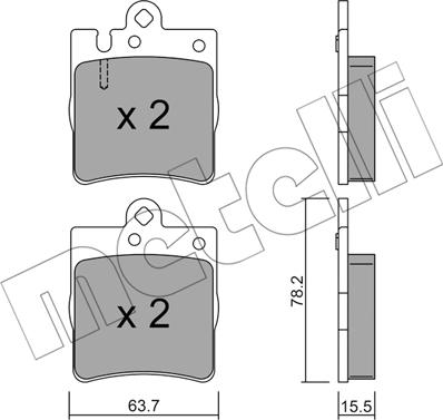 Metelli 22-0344-0 - Тормозные колодки, дисковые, комплект avtokuzovplus.com.ua