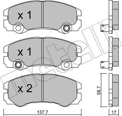 Metelli 22-0357-1 - Тормозные колодки, дисковые, комплект avtokuzovplus.com.ua