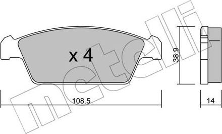 Metelli 22-0367-0 - Тормозные колодки, дисковые, комплект autodnr.net