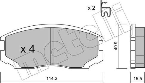 Metelli 22-0382-0 - Гальмівні колодки, дискові гальма autocars.com.ua