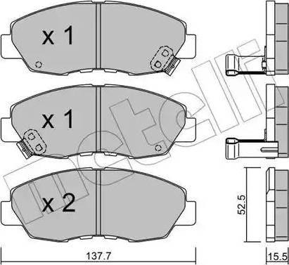 Metelli 22-0384-1 - Гальмівні колодки, дискові гальма autocars.com.ua