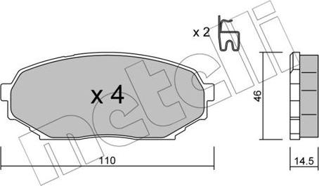 Metelli 22-0388-0 - Гальмівні колодки, дискові гальма autocars.com.ua