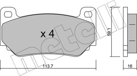 Metelli 22-0391-0 - Тормозные колодки, дисковые, комплект avtokuzovplus.com.ua