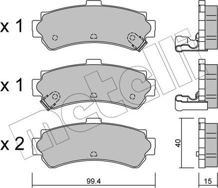 Metelli 22-0403-0 - Тормозные колодки, дисковые, комплект avtokuzovplus.com.ua