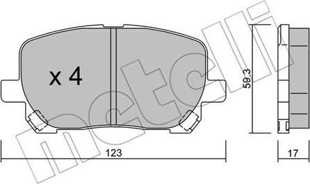 Metelli 22-0427-0 - Тормозные колодки, дисковые, комплект avtokuzovplus.com.ua