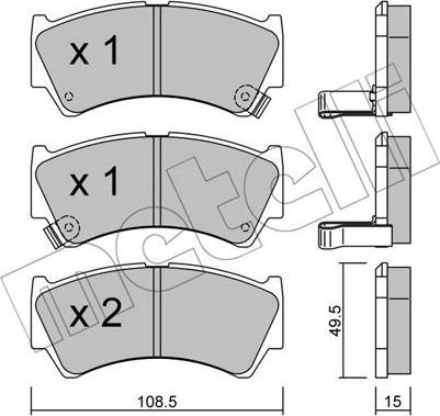 Metelli 22-0436-0 - Тормозные колодки, дисковые, комплект avtokuzovplus.com.ua