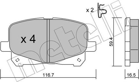 Metelli 22-0443-0 - Гальмівні колодки, дискові гальма autocars.com.ua