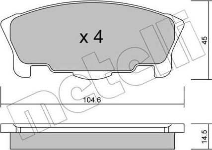 Metelli 22-0458-0 - Гальмівні колодки, дискові гальма autocars.com.ua