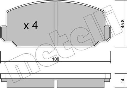 Metelli 22-0461-0 - Тормозные колодки, дисковые, комплект avtokuzovplus.com.ua