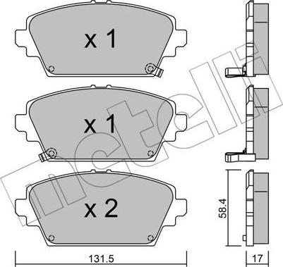 Metelli 22-0464-1 - Гальмівні колодки, дискові гальма autocars.com.ua