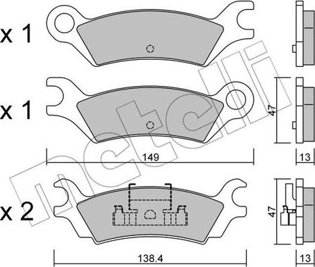 Metelli 22-0470-0 - Гальмівні колодки, дискові гальма autocars.com.ua