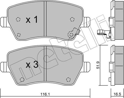 Metelli 22-0485-1 - Гальмівні колодки, дискові гальма autocars.com.ua