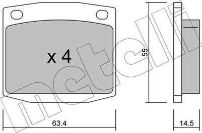 Metelli 22-0486-0 - Тормозные колодки, дисковые, комплект avtokuzovplus.com.ua