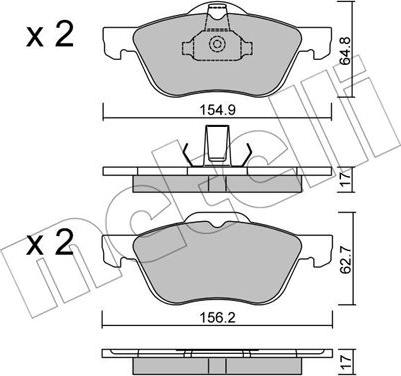 Metelli 22-0489-0 - Гальмівні колодки, дискові гальма autocars.com.ua