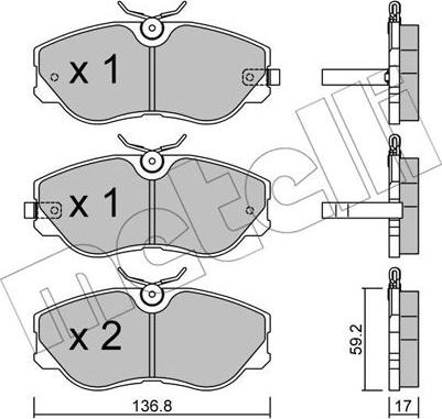 Metelli 22-0491-0 - Гальмівні колодки, дискові гальма autocars.com.ua