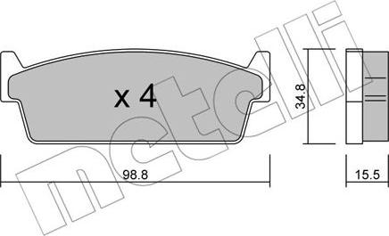 Metelli 22-0493-0 - Гальмівні колодки, дискові гальма autocars.com.ua