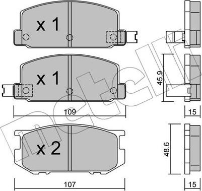 Metelli 22-0498-0 - Тормозные колодки, дисковые, комплект autodnr.net