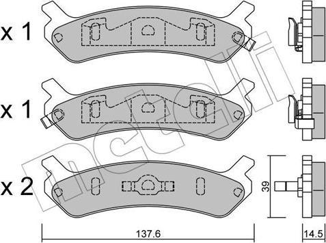 Metelli 22-0505-0 - Тормозные колодки, дисковые, комплект avtokuzovplus.com.ua