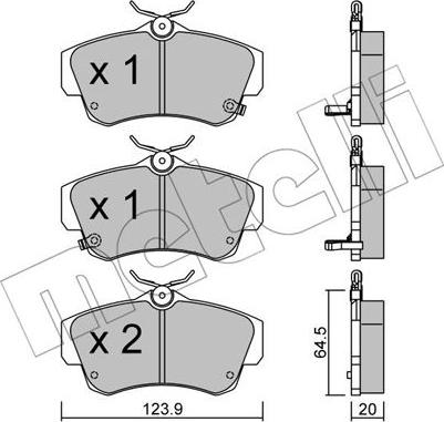 Metelli 22-0521-0 - Гальмівні колодки, дискові гальма autocars.com.ua