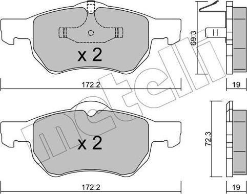 Metelli 22-0523-0 - Гальмівні колодки, дискові гальма autocars.com.ua