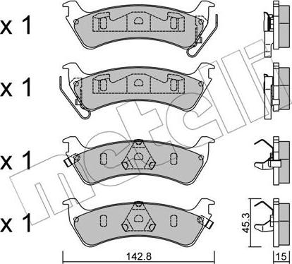 Metelli 22-0527-0 - Тормозные колодки, дисковые, комплект avtokuzovplus.com.ua