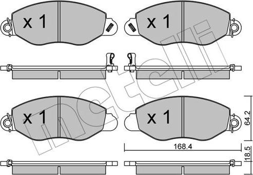 Metelli 22-0536-0 - Тормозные колодки, дисковые, комплект avtokuzovplus.com.ua