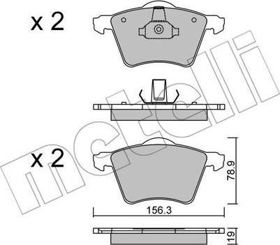 Metelli 22-0550-2 - Гальмівні колодки, дискові гальма autocars.com.ua