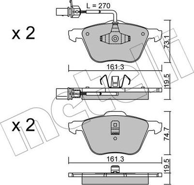 Metelli 22-0551-0 - Тормозные колодки, дисковые, комплект avtokuzovplus.com.ua