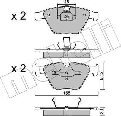 Metelli 22-0558-4 - Тормозные колодки, дисковые, комплект avtokuzovplus.com.ua