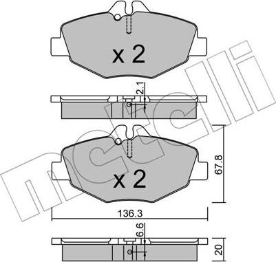 Metelli 22-0562-0 - Тормозные колодки, дисковые, комплект avtokuzovplus.com.ua